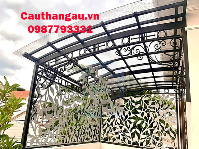 Mái che sắt nghệ thuật kính cường lực tại hà nội Mái che sắt nghệ thuật kính cường lực tại hà nội